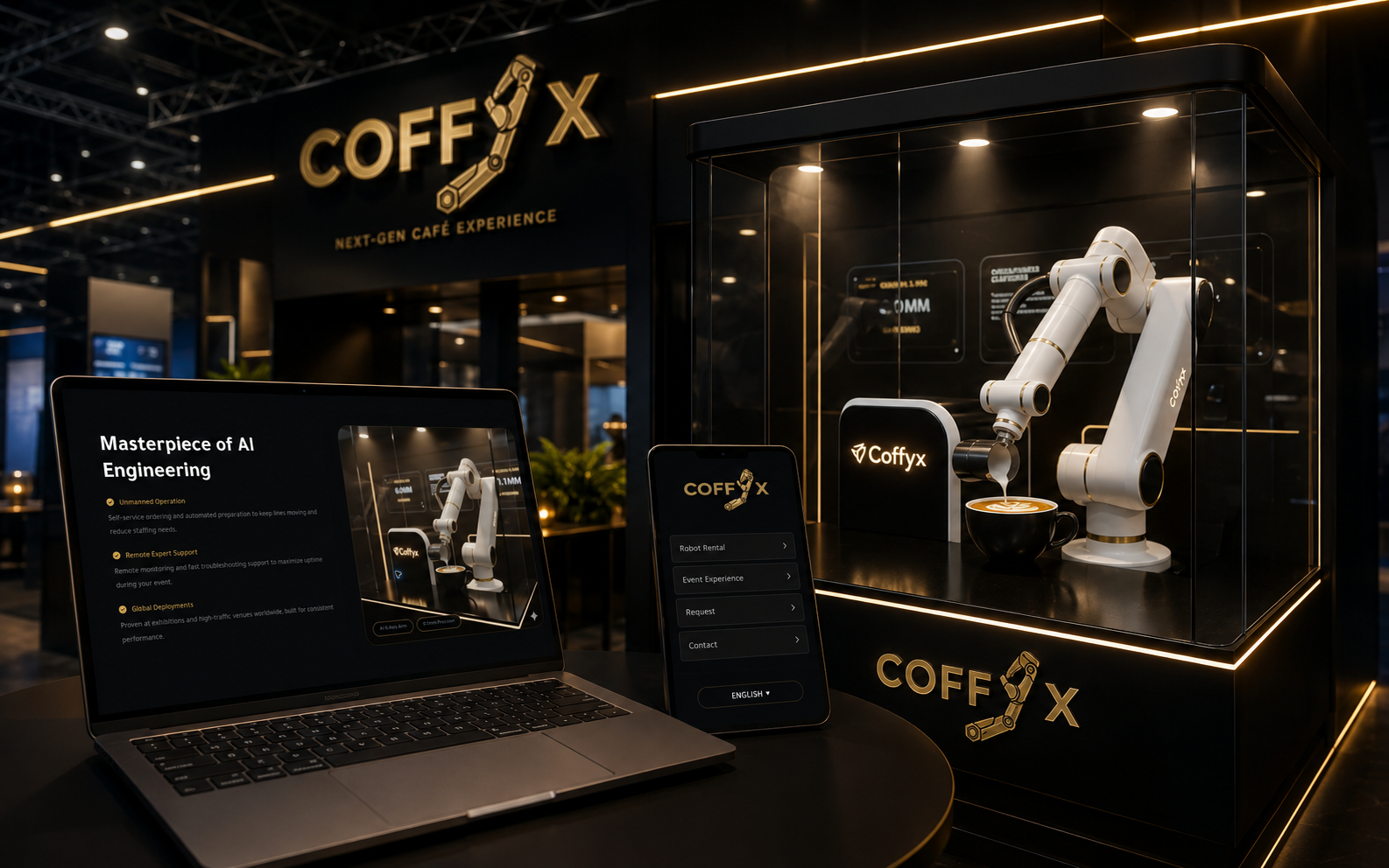 Robot rental and event experience designed for exhibitions, corporate events and premium venues.